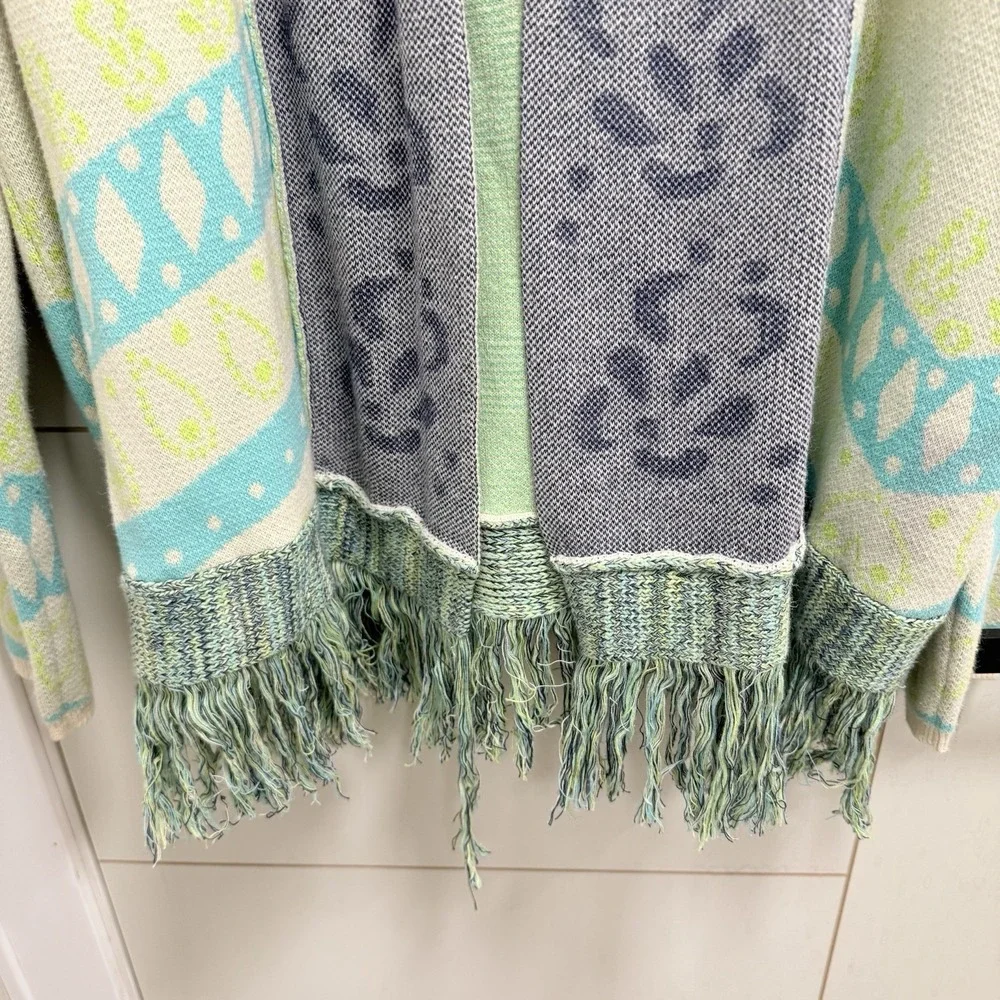 Anthropology Gypsy 05 Global Village Cardigan Fringe Sweater L - Picture 3 of 11